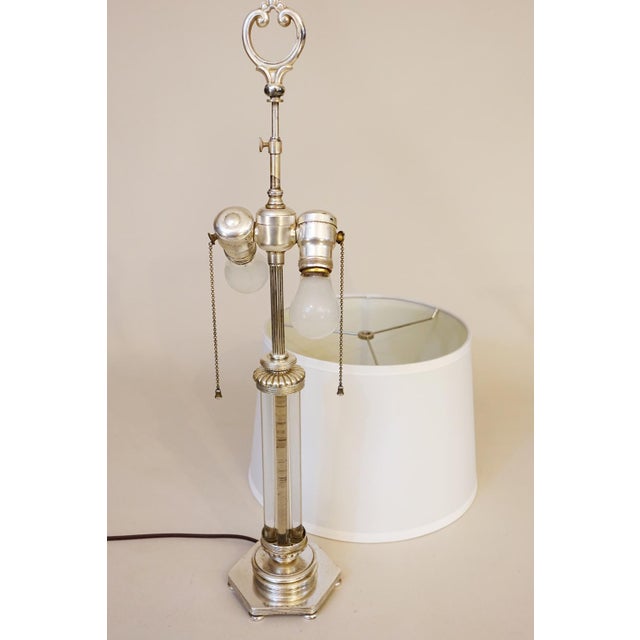 1930s Gilbert Rohde Art Deco Streamline Sterling Silver Crystal Glass Rods Table Lamp For Sale - Image 12 of 12