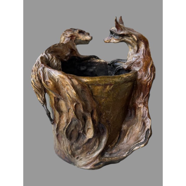 Vintage K. Hedges Bronze Figural Fox Vase For Sale - Image 9 of 9