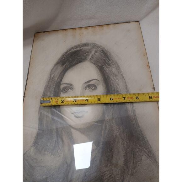1950s Beautiful Lady Portrait Pencil Drawn Original Drawing Art Glass Framed For Sale - Image 11 of 11