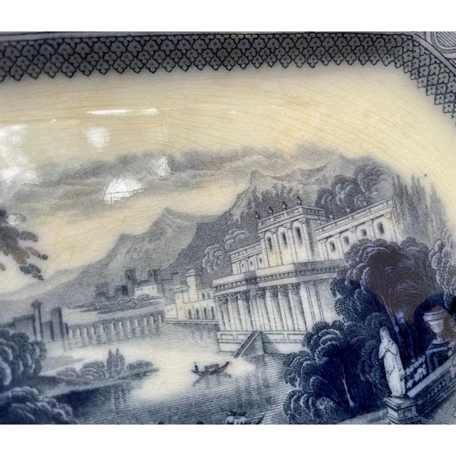 Ceramic Antique Wedgwood Pearl Stoneware Platter “California” Scene, C. 1875 – Blue & White Transferware For Sale - Image 7 of 10