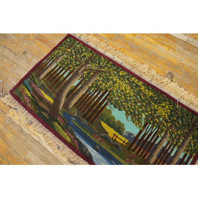 1920s Multicolor Scene Pictorial Antique Persian Kashan Rug 2'2'' X 3'8'' Handknotted Wool Carpet For Sale - Image 13 of 13