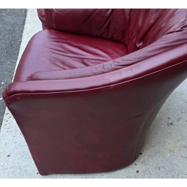Pair of Vintage Oxblood Leathercraft Postmodern Lounge/Club Chairs For Sale - Image 11 of 13