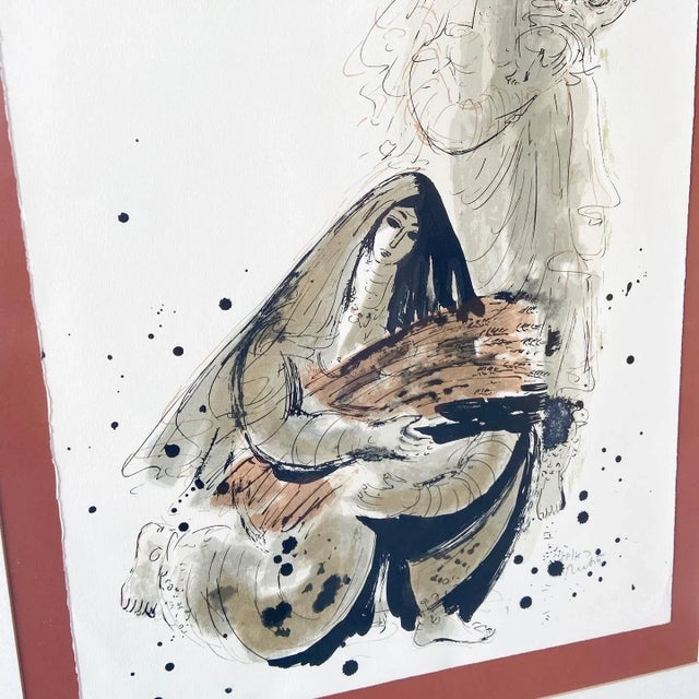Framed Signed Lithograph “Two Women and a Child” by Reuven Rubin For Sale In Miami - Image 6 of 11