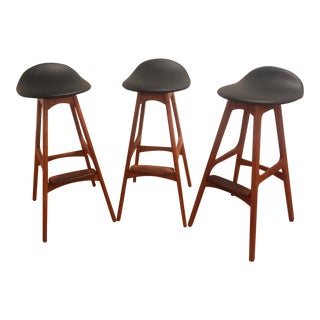 Erik Buch Danish Teak Bar Stools- Set of 3 For Sale