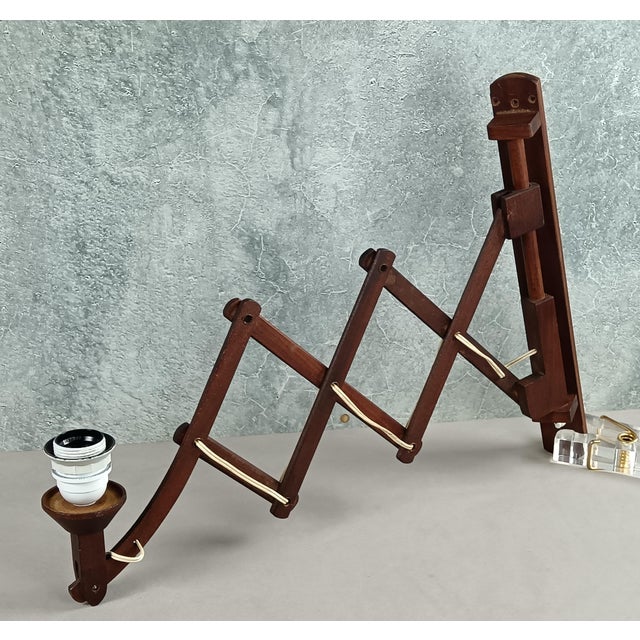 Brown Scandinavian Scissor Lamp in Teak, 1960s For Sale - Image 8 of 16