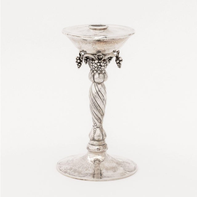 Georg Jensen Michael Strauss Hammered Silver Candlesticks, Pair For Sale - Image 4 of 11