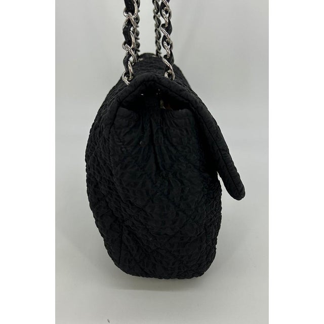 Contemporary Mid 20th Century RARE Chanel Black Cloquèe XL Classic Flap For Sale - Image 3 of 9