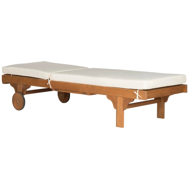 2020s Outdoor Chaise Lounge Chair With Attached Side Table in Natural & Beige For Sale - Image 5 of 11