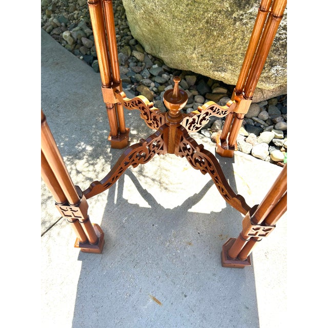 20th Century, Chinese Chippendale, Mahogany, Occasional Table, Lamp, Side/Tea Service, W/Sliding Drawer, Fretwork, and a Finial, 1970 For Sale - Image 12 of 12
