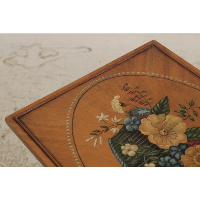 Set of 4 Adams Style Paint Decorated Satinwood Nesting Tables For Sale - Image 12 of 14
