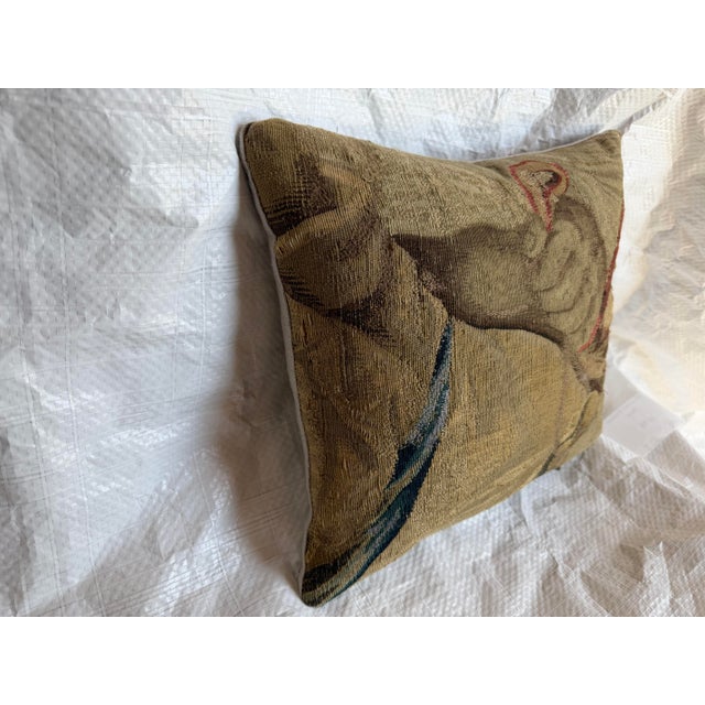 Brussels 16th Century Figural Tapestry Accent Pillow For Sale - Image 4 of 7