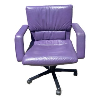 1990s Mario Bellini Vitra Figura Post Modern Purple Leather Desk Chair For Sale