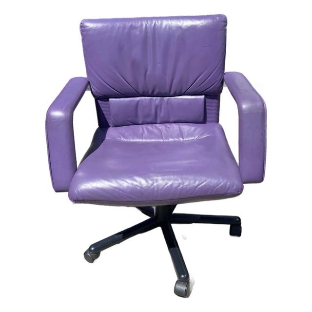 1990s Mario Bellini Vitra Figura Post Modern Purple Leather Desk Chair For Sale