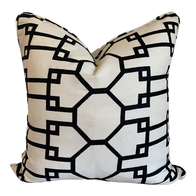 Quadrille Fabrics Geometric Brighton Black on Tint Pillow Cover Chairish