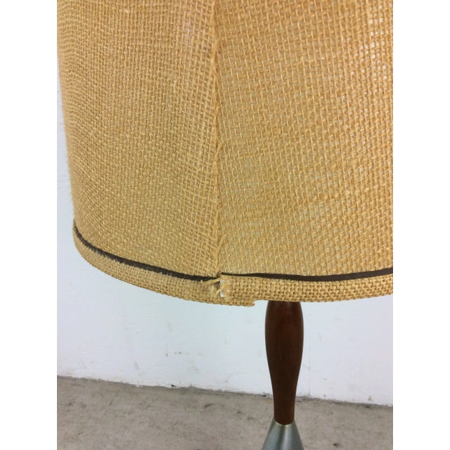 Chrome Mid Century Modern Chrome and Walnut Table Lamp With Barrel Shade For Sale - Image 8 of 12