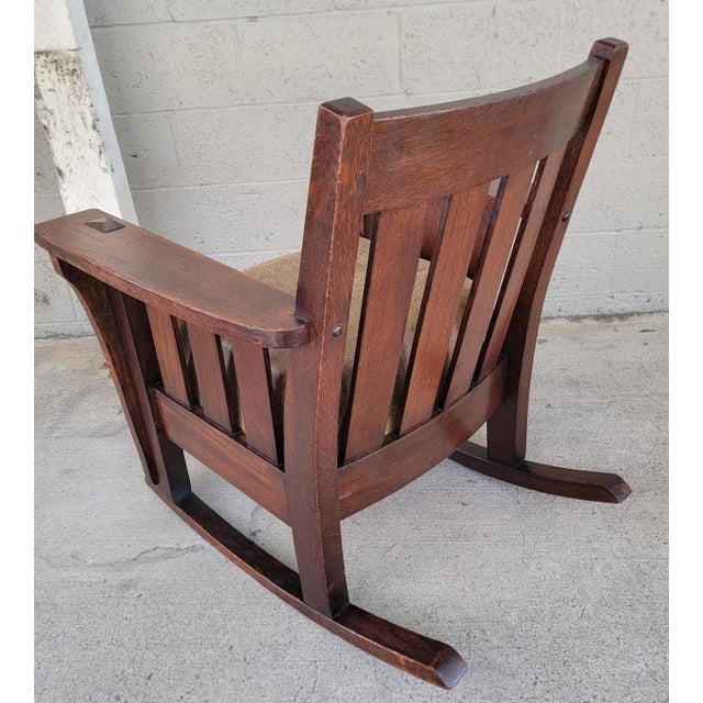Mission Fine Mission Oak Rocking Chair Circa. 1910 For Sale - Image 3 of 18