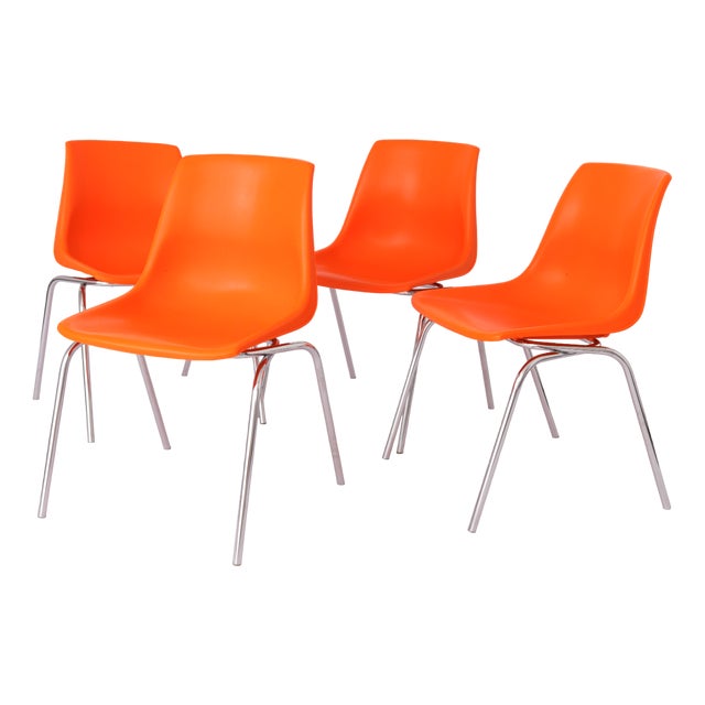 Vintage Stacking Chairs, 1970s, Set of 4 For Sale