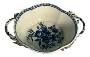 18th Century Worcester Porcelain Blue & White Handled Basket