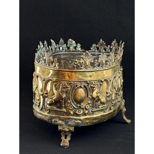 Antique French Napoléon III Jardinière, ca. 1870–1890 Pressed and chased brass with traces of its original gilt finish....