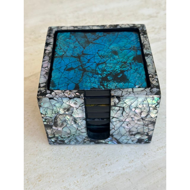 Rainbow Mother of Pearl Coasters, Set of 6 by Ladorada For Sale - Image 4 of 8