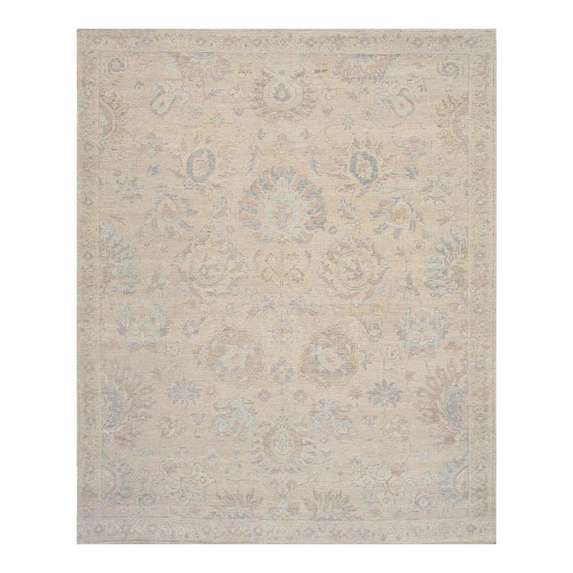 Pasargad Home Oushak Beige Wool Area Rug- 9' 0'' X 12' 1'' For Sale