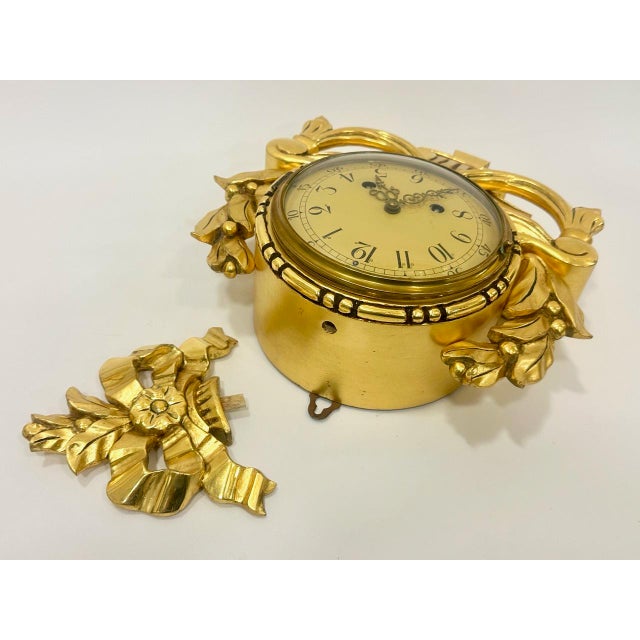Gold Swedish Rococo Style Gild Carved Wood Wall Clock from Westerstrand, 1960s For Sale - Image 8 of 18