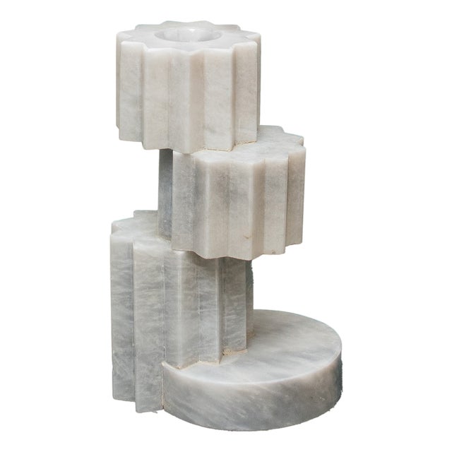 Candleholder in Black Marble by Forzini For Sale