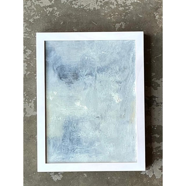 White Vintage Abstract Expressionist Painting For Sale - Image 8 of 12