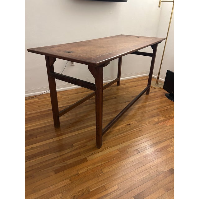 Antique Rustic 31 Inch Tall Solid Hard Wood Table For Sale - Image 11 of 11