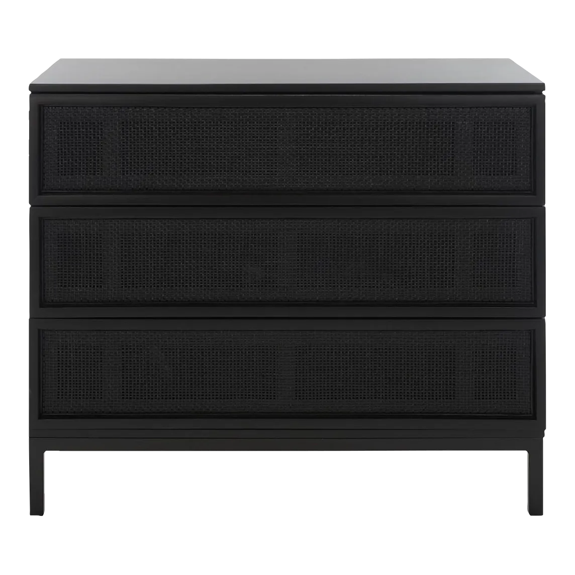 3 Drawer Rattan Chest - Black | Chairish