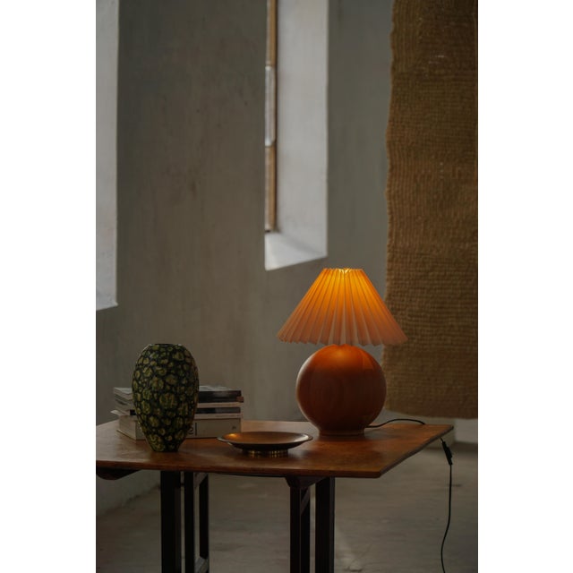 Vintage Danish Round Wooden Table Lamp, 1970s For Sale - Image 9 of 17