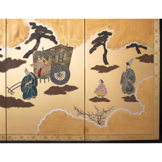 1960s Shōwa Era Japanese Byobu Screen "Travels of Genji Monogatari" For Sale - Image 10 of 17