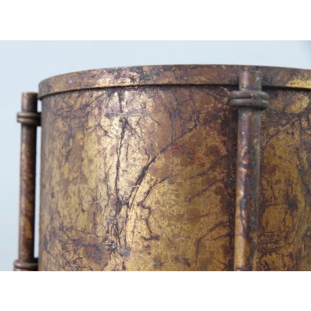 1960s Hollywood Regency Gilt Faux Bamboo Wastebasket or Trash Can For Sale - Image 4 of 9