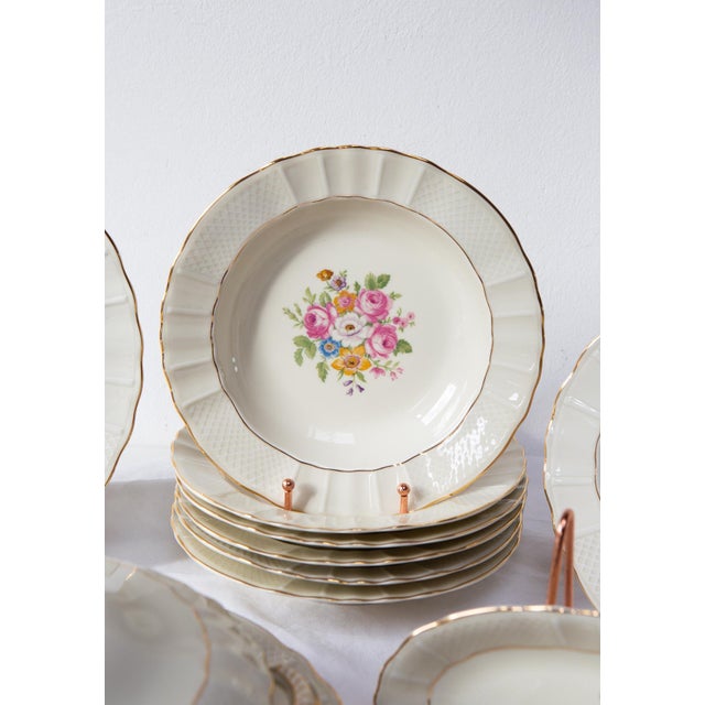 Bernardaud Limoges Porcelain Dinnerware Set with Flowers, 1950s, Set of 11 For Sale - Image 3 of 11