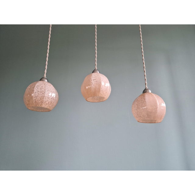 Art Deco Pendant Light in Pink Speckled Glass, 1920s For Sale - Image 12 of 16