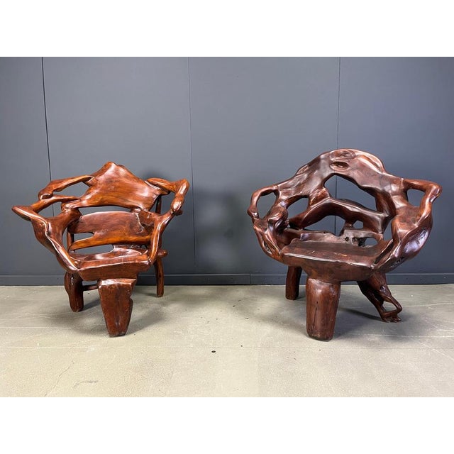 Large Olive Tree Root Chairs, 1960s, Set of 5 For Sale - Image 11 of 18