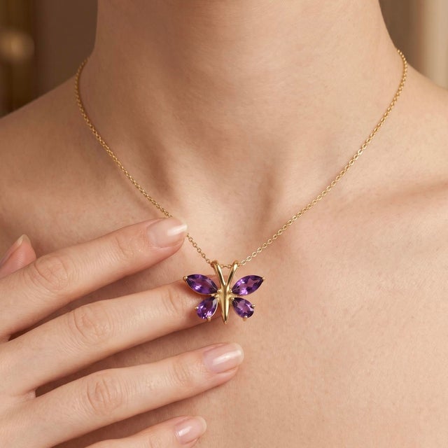 Embrace the beauty of nature and transformation with this exquisite butterfly pendant. Crafted with meticulous attention...