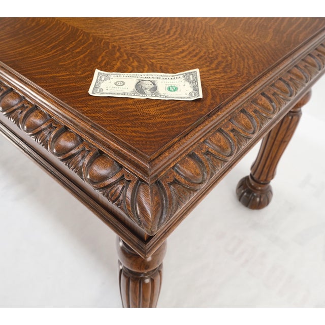 Heavy Fluted Carved Oak Legs 1 Drawer Arts & Crafts Desk Writing Table Clean! For Sale - Image 15 of 17