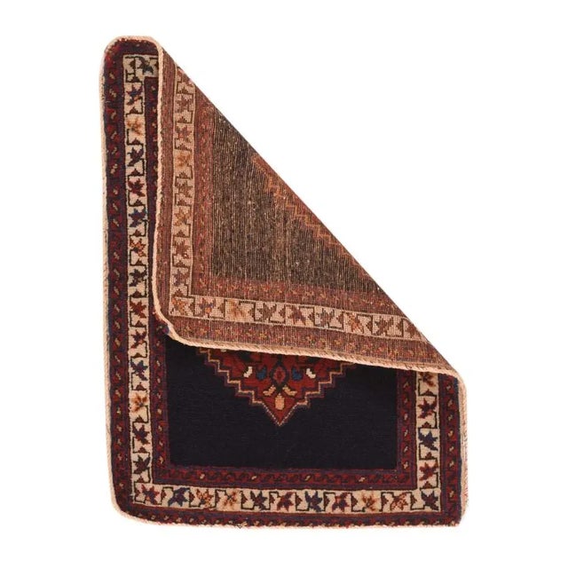 Fine Antique Persian Afshar Rug 1'7'' x 2'2'' Wool Black, Ivory, Rust, Dark Blue