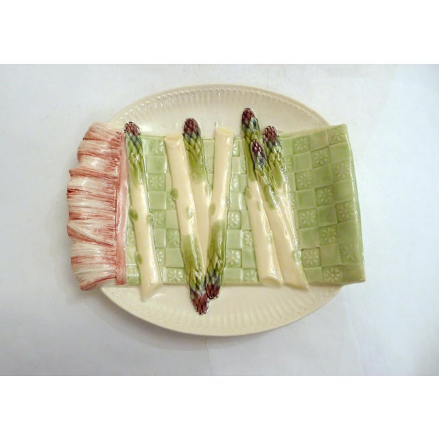 Mid-Century Modern Mid-Century Modern Asparagus Serving Dish in French Barbotine Earthenware from Keller & Guérin, 1940s For Sale - Image 3 of 12