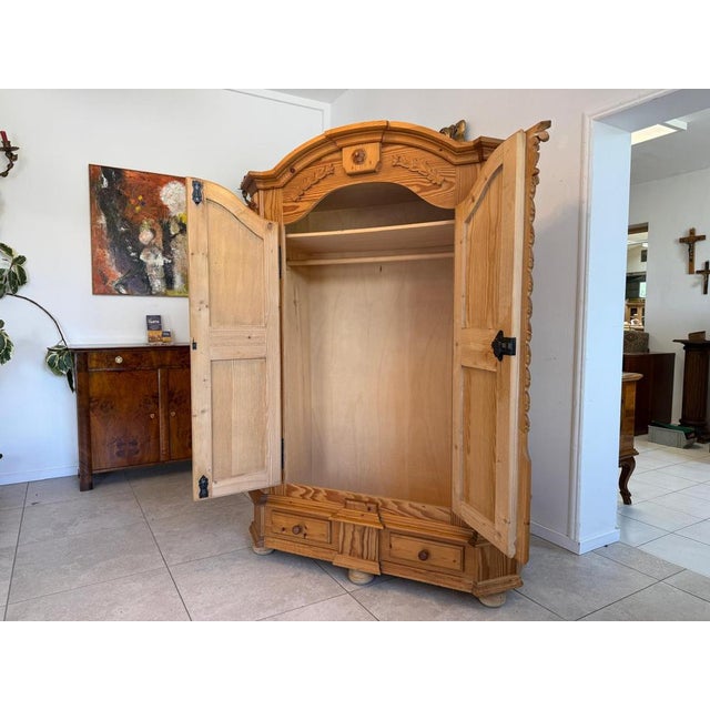 Wood Vintage Farmhouse Wardrobe in Softwood, 1980s For Sale - Image 7 of 10