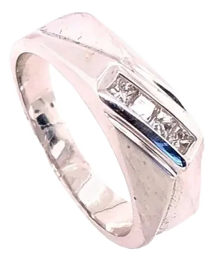 14 Karat White Gold Wedding Bridal Band Ring With Four Diamonds 0.25 TDW, Size 9