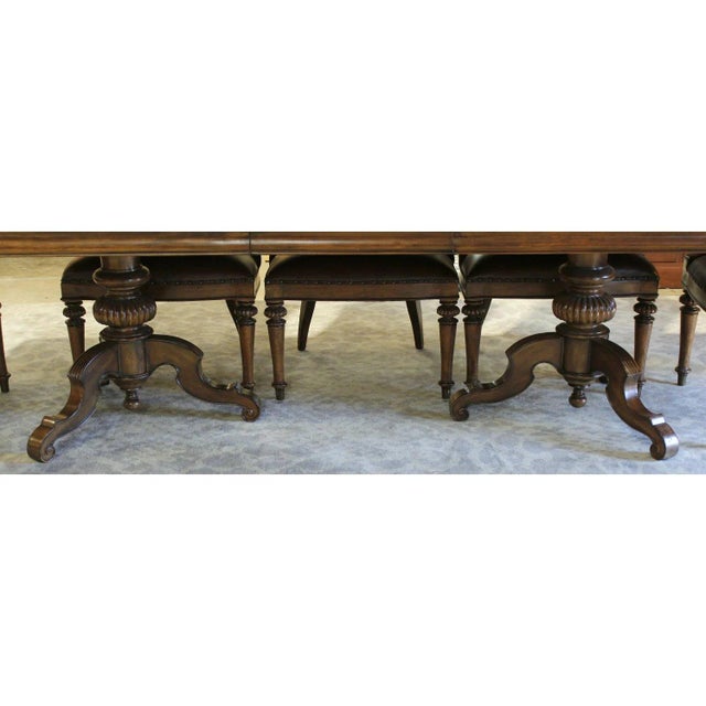Late 20th Century late 20th Century Thomasville Dining Table W/8 Upholstered Chairs - Brown For Sale - Image 5 of 8