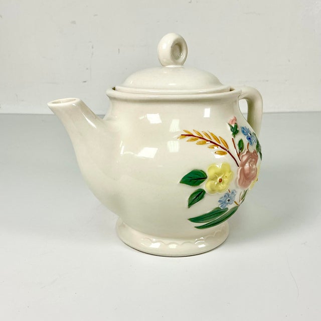 1940s Vintage Farmhouse Boho Chic Art Deco Porcelier Vitreous Tea Pot, 6 Cup Size. For Sale - Image 14 of 14