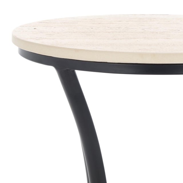 Spritely Home Saxony Travertine Side Table in Beige / Black For Sale - Image 4 of 8