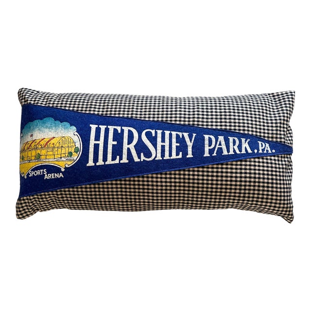 Pennsylvania Hershey Park Vintage Pennant on New Woven Throw Pillow For Sale