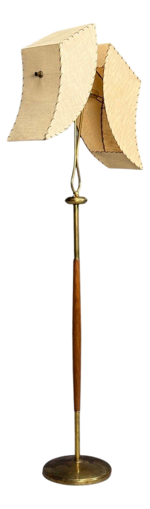 American Modern, Floor Lamp, Walnut, Brass, Vellum, Usa, 1950s