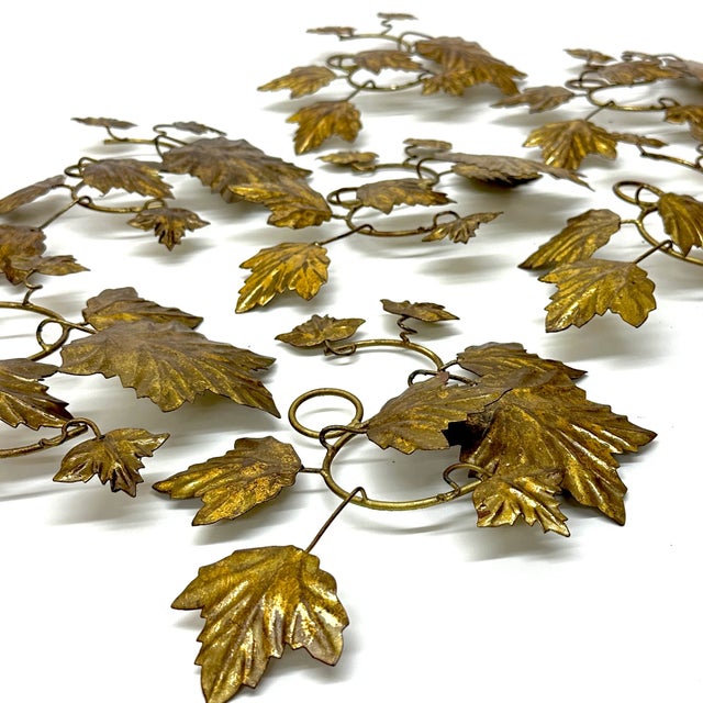 Metal Vintage Brass Ivy Wall Hanging - 7 Pieces For Sale - Image 7 of 7