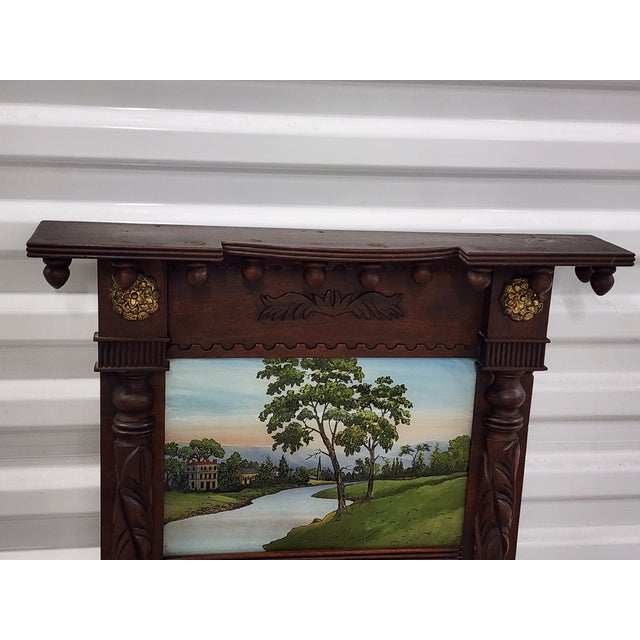Antique Early 19th Century Federal Style Reverse Painted Trumeau Mirror For Sale - Image 4 of 12