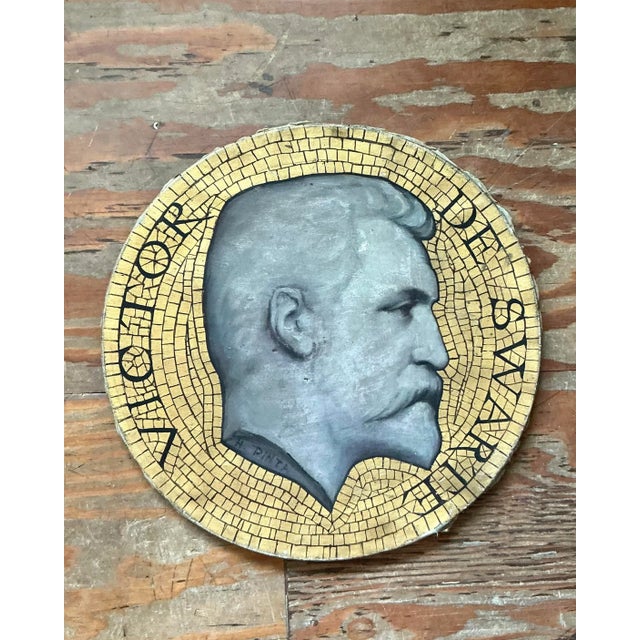 Vintage Boho Mosaic Medallion Original Oil Painting on Canvas For Sale - Image 4 of 7